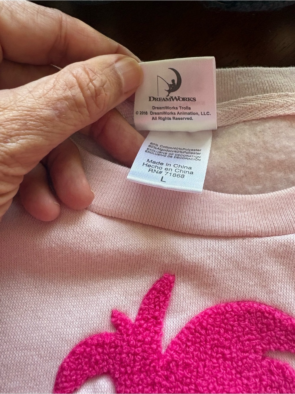 Pink Queen Poppy Troll Character Crewneck Sweatshirt - Picture 3 of 9